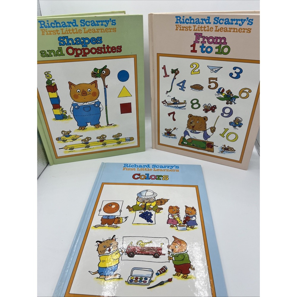 Vintage Richard Scarry's First Little Learners Hardcover Book Set (3 Books) 1995